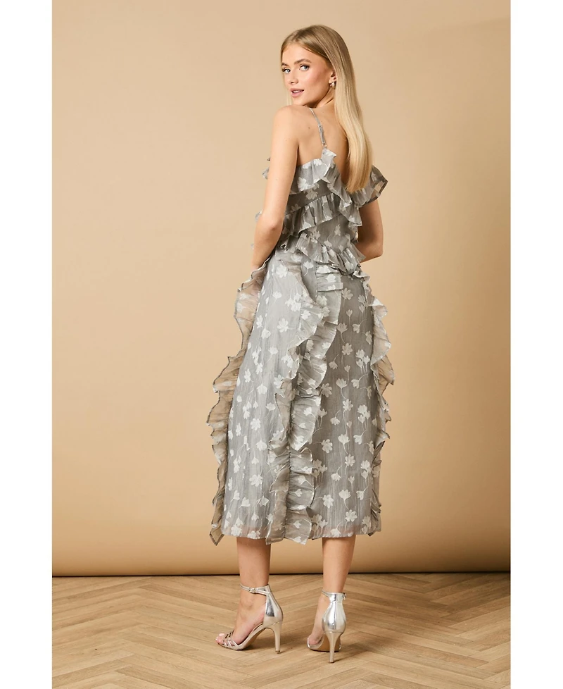 Oasis Women's Ruffle Front V-Neck Strappy Midi Dress