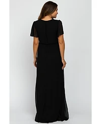 Pinkblush Maternity Blue Chiffon Short Sleeve Maxi Dress