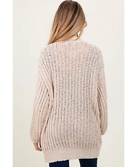 Pinkblush Maternity Beige Chunky Knit Oversized Pocket Cardigan