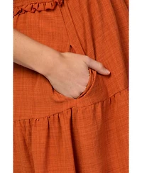 Pinkblush Maternity Beige Bow Strap Tiered Midi Dress