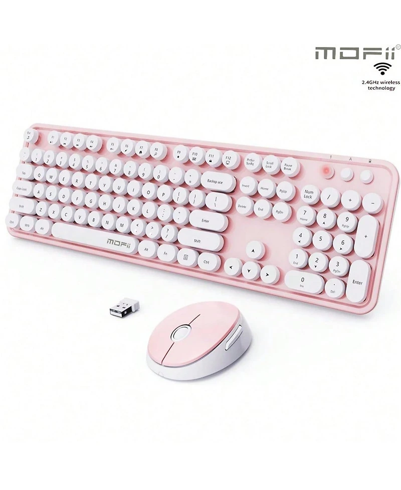 Ergonomic Wireless Keyboard And Mouse Set - 104 Keys Full Size 2.4G Wireless Keyboard Mouse Combo Keycaps Keyboard For Desktop/Laptop