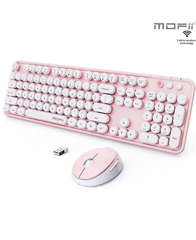 Ergonomic Wireless Keyboard And Mouse Set - 104 Keys Full Size 2.4G Wireless Keyboard Mouse Combo Keycaps Keyboard For Desktop/Laptop