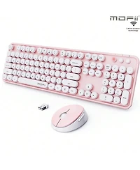 Ergonomic Wireless Keyboard And Mouse Set - 104 Keys Full Size 2.4G Wireless Keyboard Mouse Combo Keycaps Keyboard For Desktop/Laptop