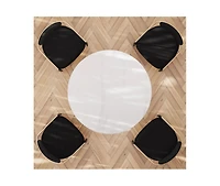 Morden Fort 47" Round Faux Marble Dining Set with 4 Dining Arm Chairs for Kitchen