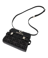True Religion Studded Denim Flap Crossbody Bag
