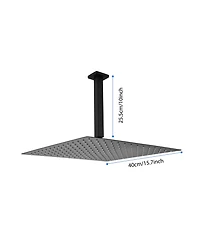 Rainsken 16" Matte Black Shower Head - Luxury Rainfall Showerhead with Self-Cleaning Nozzles, Universal Fit