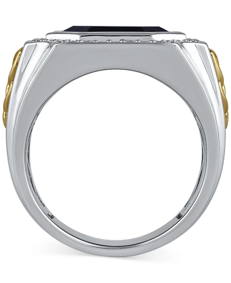 Macy's Diamond (1/2 ct. t.w.) and Black Onyx (4.90 ct. t.w.) Ring in Yellow Gold Plated Sterling Silver