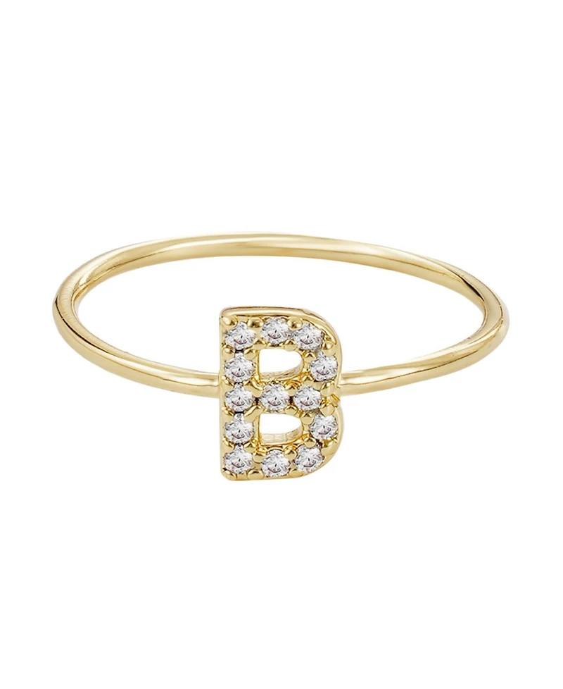Adornia Gold Cubic Zirconia Pave Initial Ring A sz 6