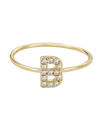 Adornia Gold Cubic Zirconia Pave Initial Ring A sz 6