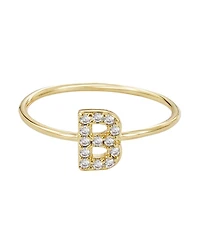 Adornia Gold Cubic Zirconia Pave Initial Ring A sz 6