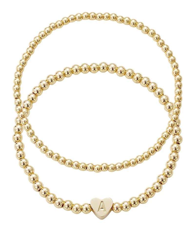 Adornia Gold Ball Bead Initial Bracelet Set