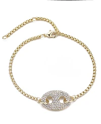 Adornia Gold Plated Crystal Mariner Link Bracelet