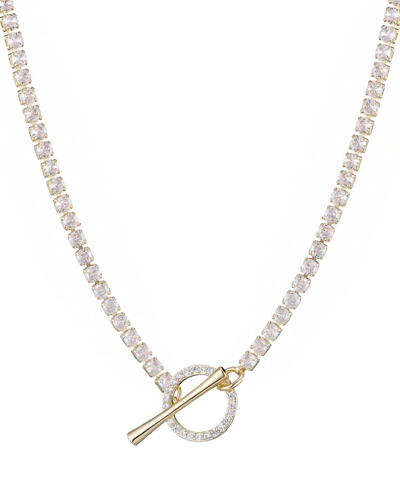 Adornia Gold Plated Crystal Toggle Tennis Necklace
