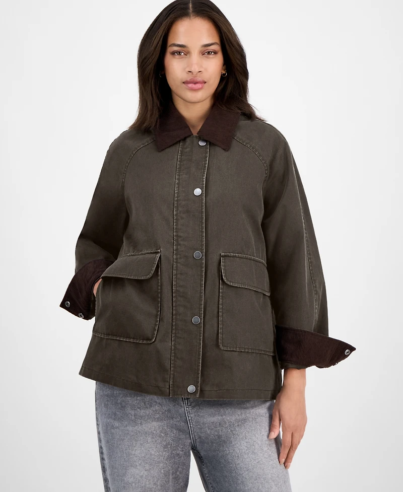 Bcbg Women's Corduroy-Collar Barn Jacket, Exclusively at Macy's