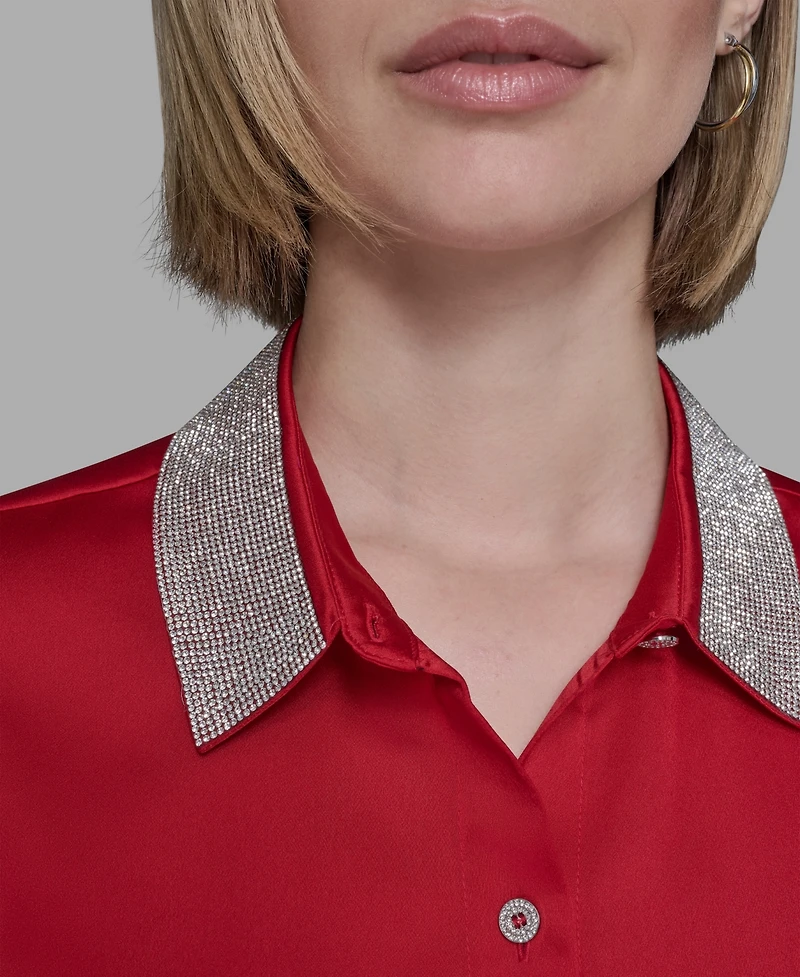 Karl Lagerfeld Paris Women's Collared Neck Shirt