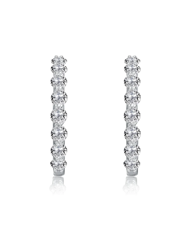 Clear Cubic Zirconia Encrusted Hoop Earrings