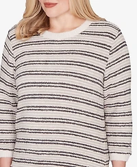Alfred Dunner Calm Luxe Eyelash Striped Knit Top