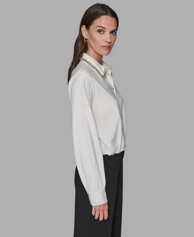 Karl Lagerfeld Paris Women's Sparkle Collar Top