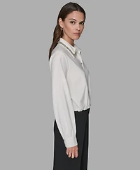 Karl Lagerfeld Paris Women's Sparkle Collar Top