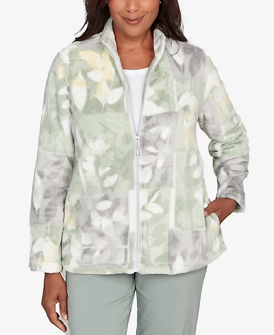 Alfred Dunner Stockbridge Leaf Patchwork Cozy Knit Jacket
