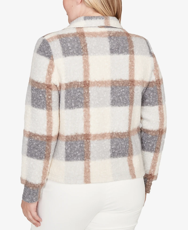 Alfred Dunner Vienna Plaid Knit Boucle Jacket