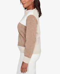 Alfred Dunner Vienna Neutral Tones Colorblock Sweater