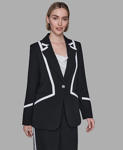 Karl Lagerfeld Paris Women's Collar Contrast Trim Blazer