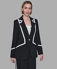 Karl Lagerfeld Paris Women's Collar Contrast Trim Blazer
