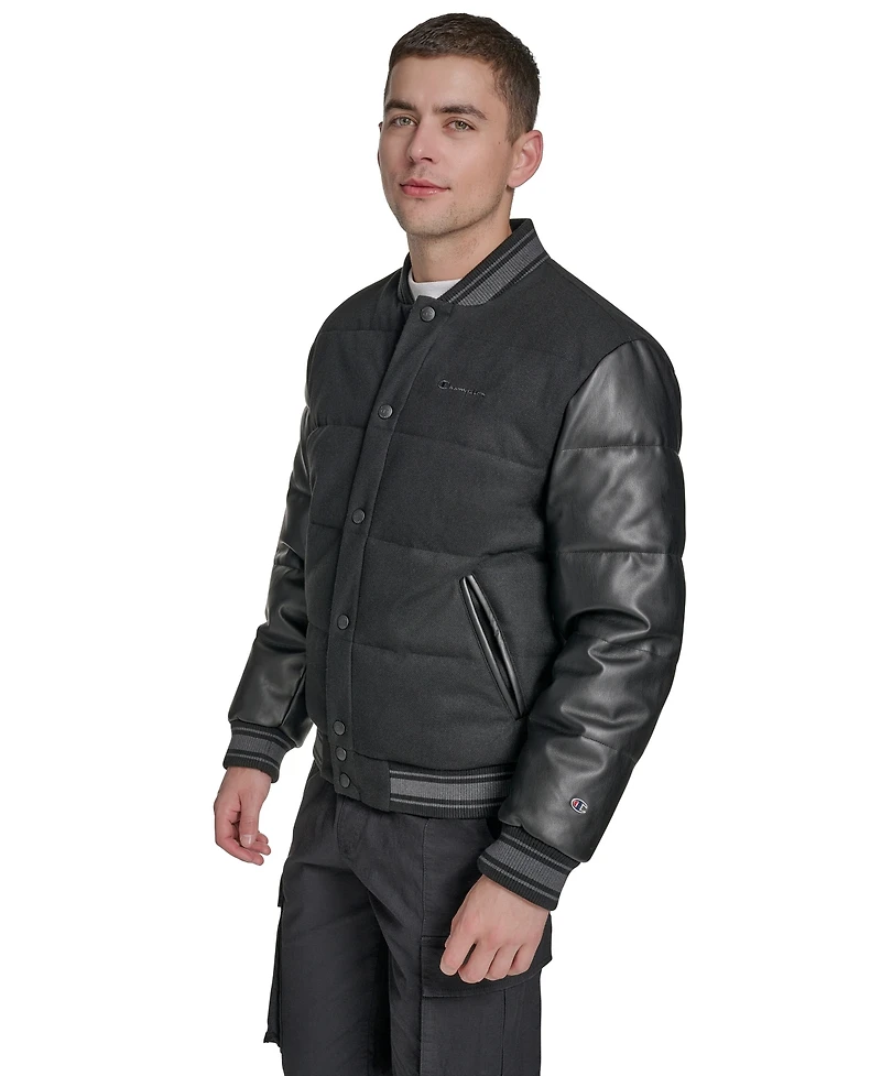 Champion Men's Wool Blend Quilted Puffer Jacket
