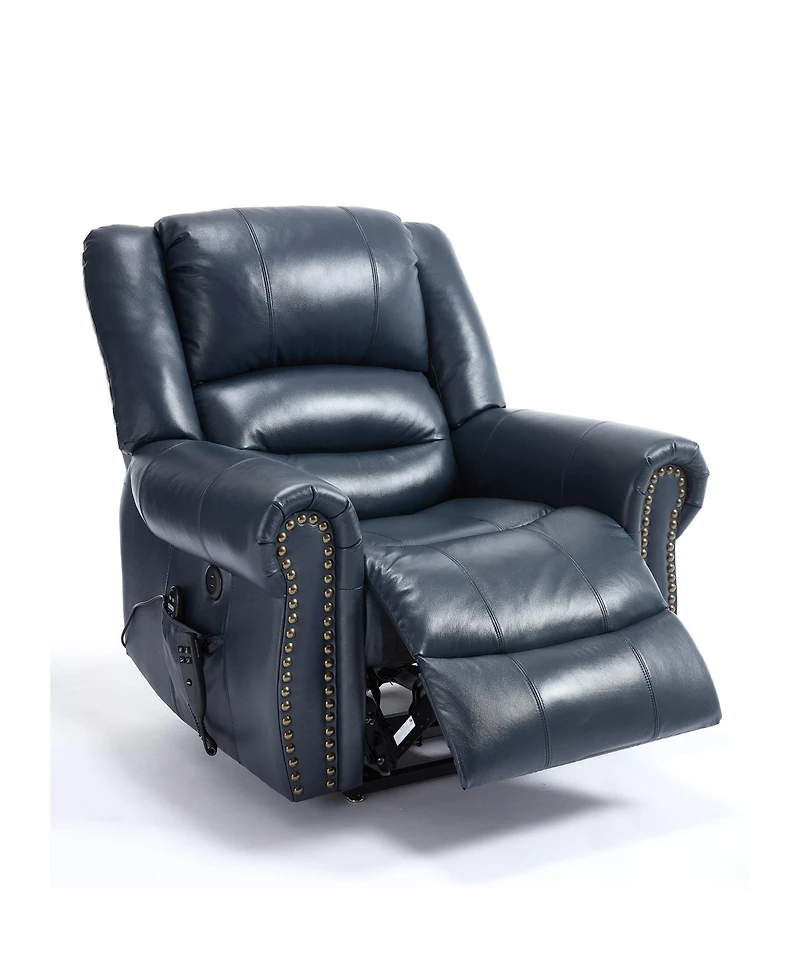 Power Lift Recliner Chair Heat Massage Dual Motor Infinite Position Up to 350 Lbs Faux Leather Heavy Duty Motion Mechanism with Usb Ports