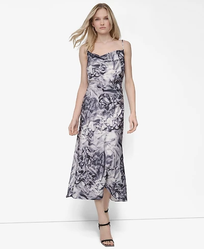 Dkny Women's Sleeveless Cowl Neck Midi Slip Dress