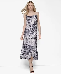 Dkny Women's Sleeveless Cowl Neck Midi Slip Dress