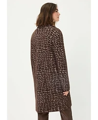 Olsen Women's Longline Modern Animal Feather Coatigan