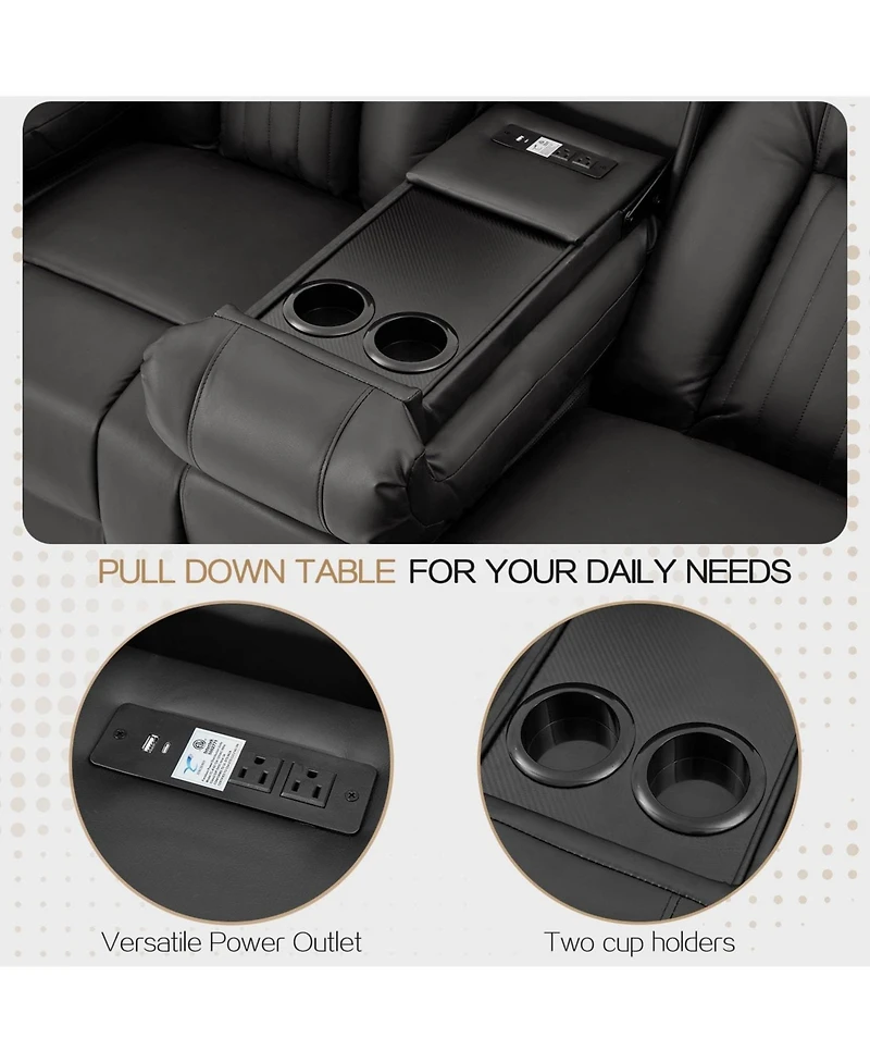 Aecojoy Recliner Loveseat with Console&Bluetooth Speakers, Manual Rv Reclining Sofa