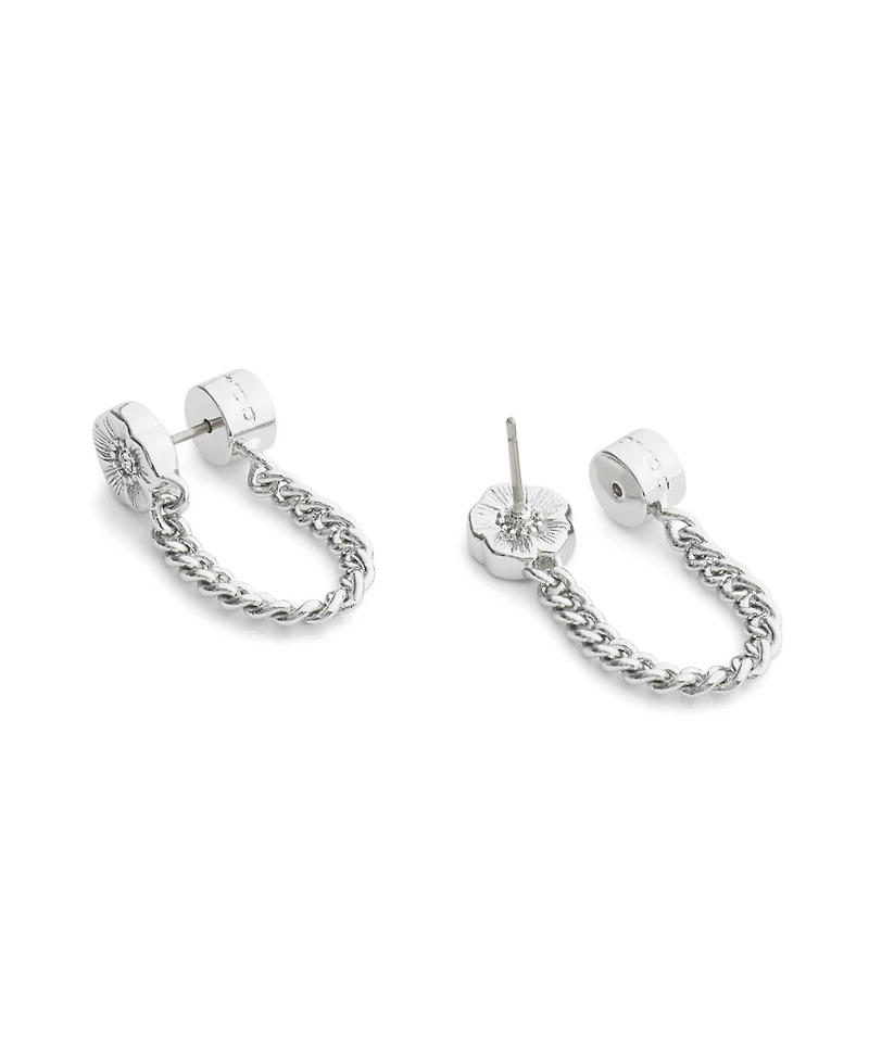 Coach Faux Stone Signature Tea Rose Front Back Earrings
