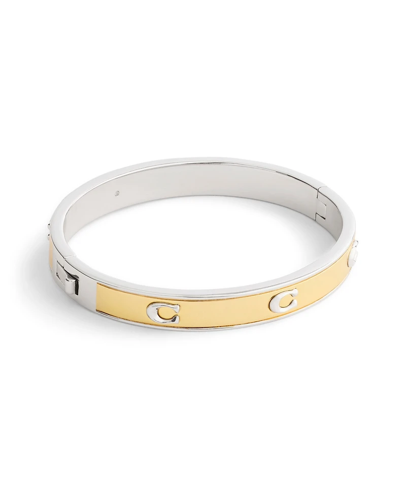 Coach Two-Tone Signature C Bangle Bracelet