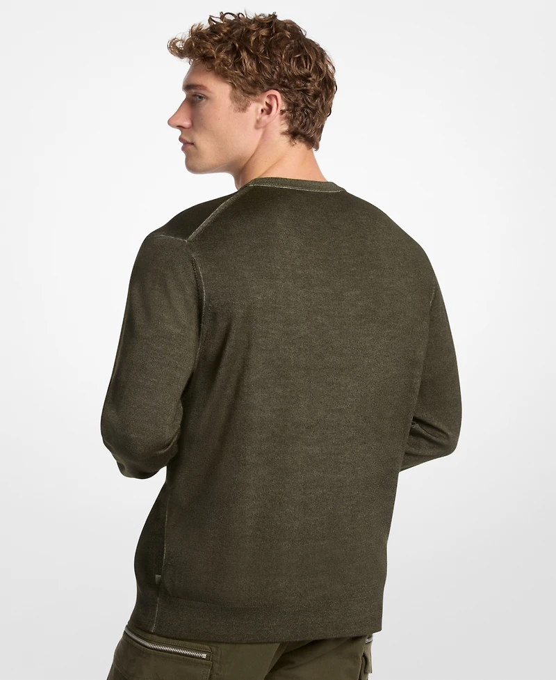 Michael Kors Men's Garment Dye Merino Crewneck Sweater