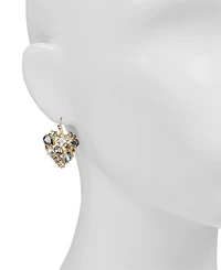 Patricia Nash Multi-Stone Matte Gold-Tone Heart Drop Earrings