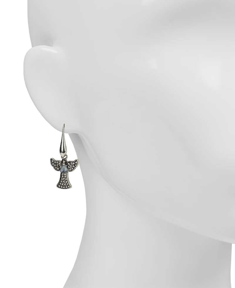 Patricia Nash Glass Stone Silver-Tone Angel Drop Earrings