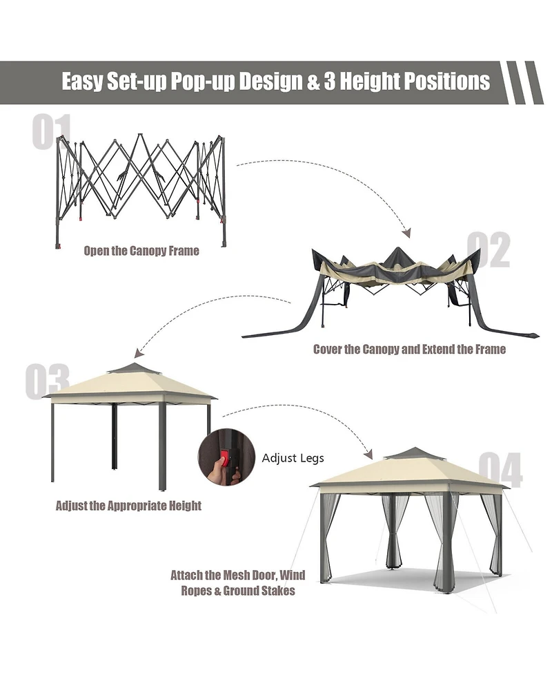 Gymax 11 x ft Pop up Gazebo 2-Tier Patio Canopy Tent Shelter w/ Carrying Bag
