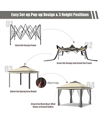 Gymax 11 x ft Pop up Gazebo 2-Tier Patio Canopy Tent Shelter w/ Carrying Bag