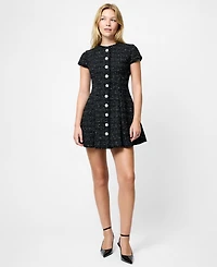 Fcuk Women's Speckled Tweed Pleated Mini Dress
