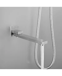 Rainsken Shower system combo with hand shower, 16 inch shower head and tub spout, Brushed Nickel