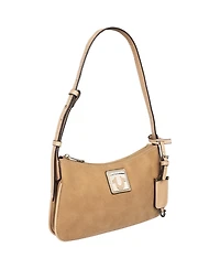 True Religion Logo Plaque Suede Shoulder Bag