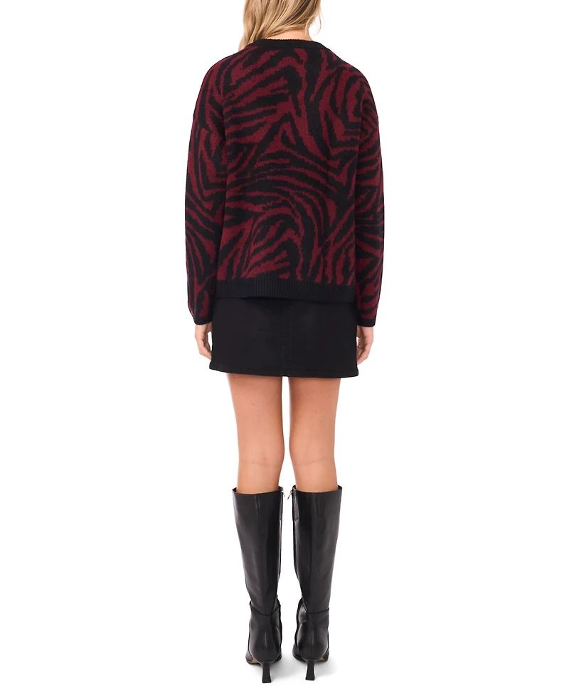 Vince Camuto Women's Zebra Jacquard Long Sleeves Sweater