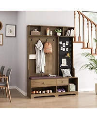Streamdale Furniture Multi-Purpose Hall Tree Bench, Coat Rack, Shelves, Pegboard