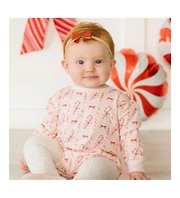 Sweet Wink Baby Girls Candy Cane Lane Christmas Long Sleeve Romper