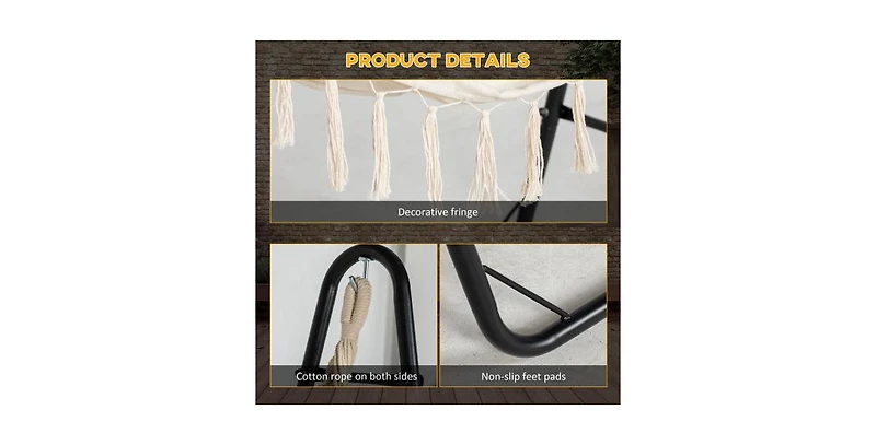 Flynama Outsunny Freestanding Hammock Chair with Stand Storage Pocket