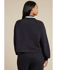 Eloquii Women's Elements Quarter Zip Stripe Detail Sweatshirt