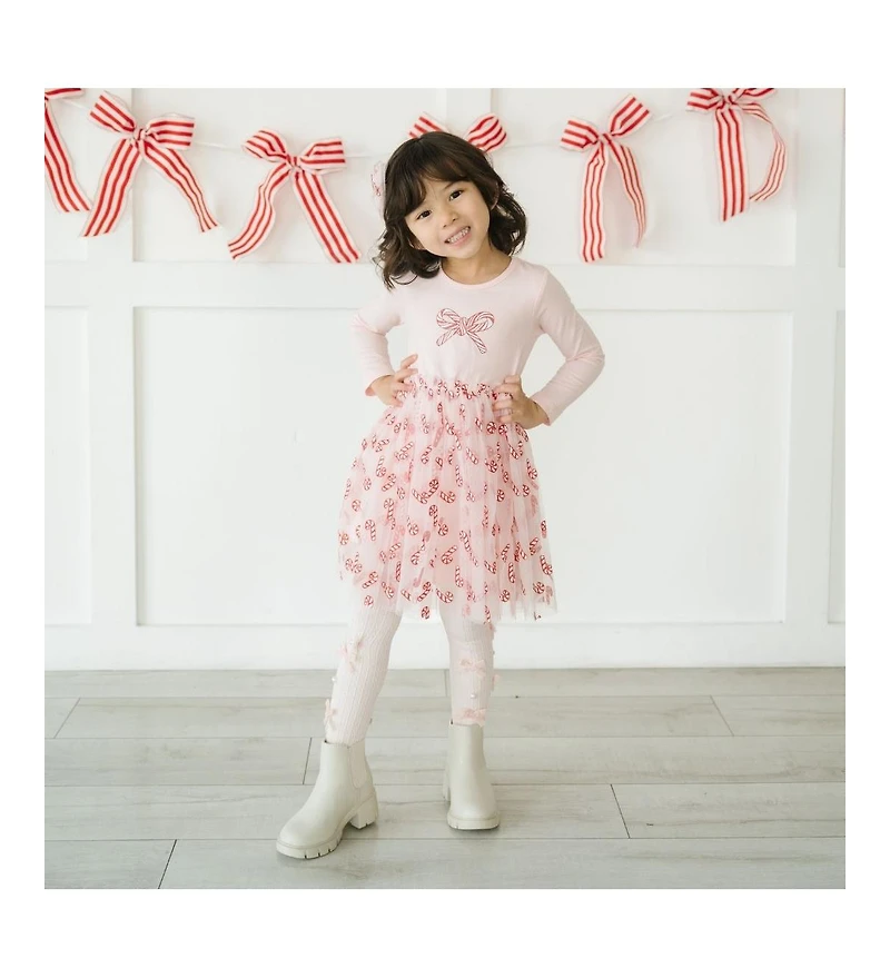 Sweet Wink Toddler Girls Candy Cane Confetti Christmas Long Sleeve Tutu Dress